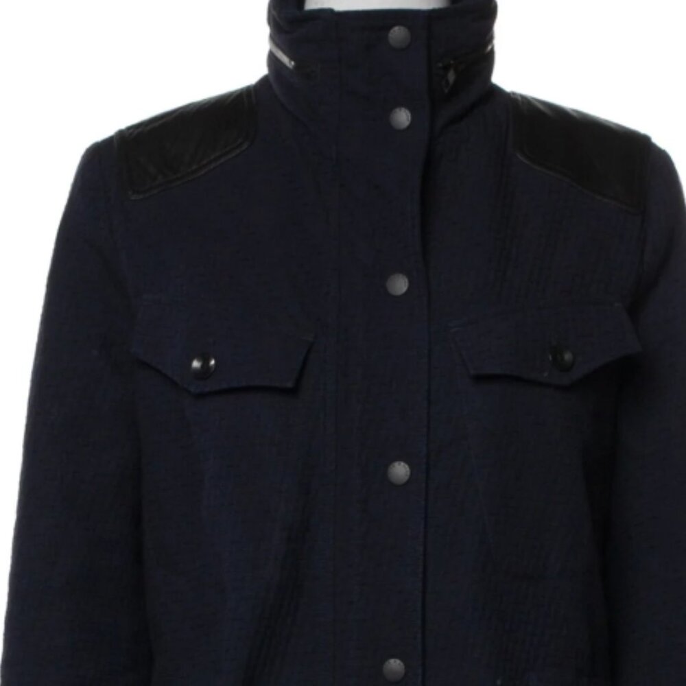 Rag & Bone Women's Utility Hooded Jacket Sz M Cotton/leather trim- Made in USA - Picture 4 of 13